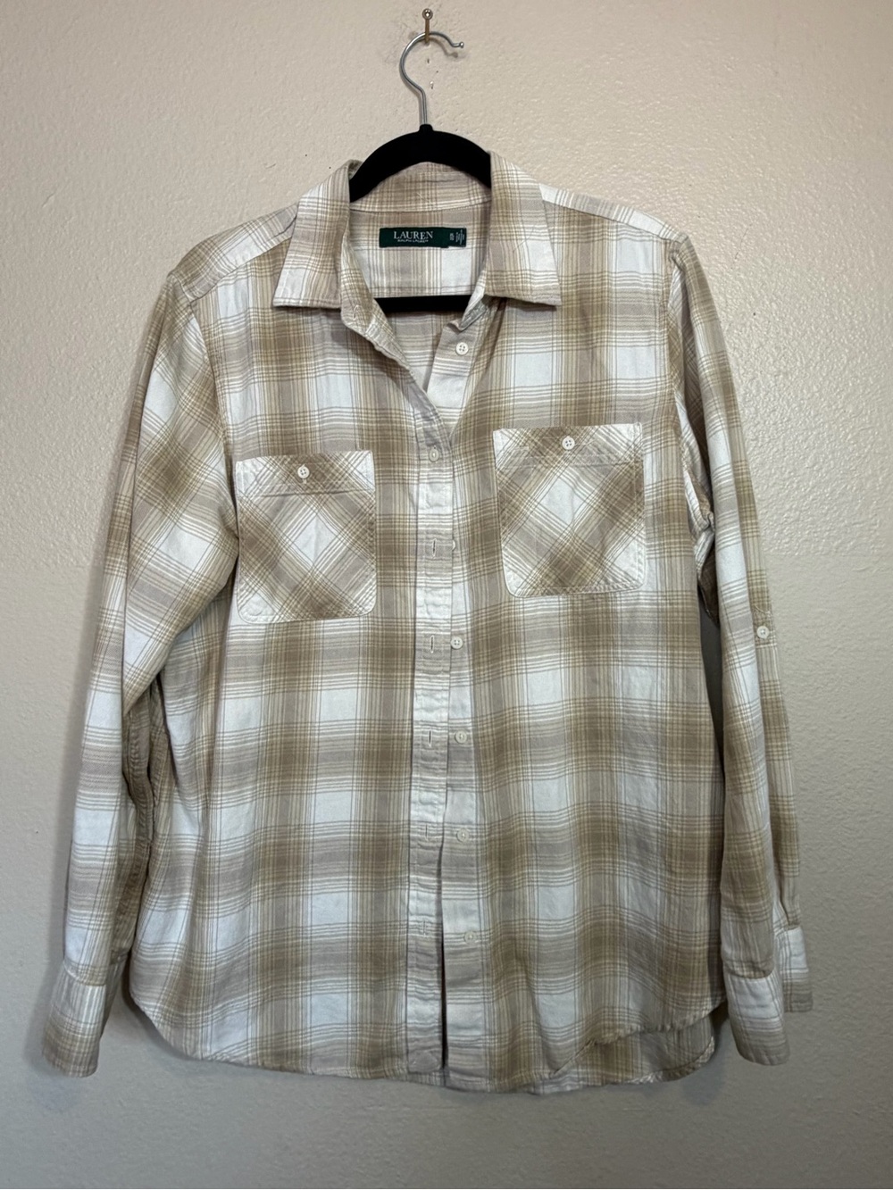 Lauren Ralph Lauren Beige Plaid Button-Up Shirt